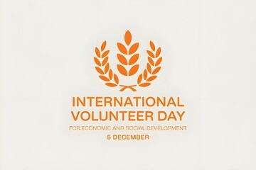 International volunteer day logo with wheat wreath celebrating global community service and dedication