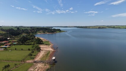 Dourado River in the interior of São Paulo state, in the interior of Brazil; the Dourado River is an extension of the Tietê River.