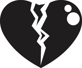 Black broken heart representing a breakup, divorce, or loss of a loved one