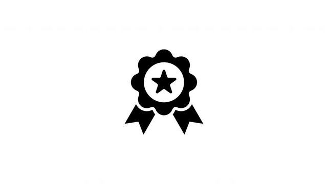 Black and white star with a ribbon around it. animation icon video