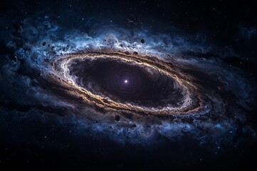 A swirling cosmic vortex of interstellar dust and gas illuminated by a bright central star in deep space