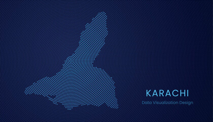 Karachi city dotted digital map for data visualization design