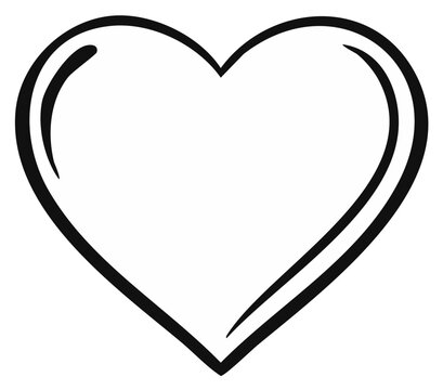 Isolated black heart shape outline conveys affection and love, design element for Valentines Day or heartfelt expressions