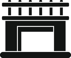 Naklejka premium Black silhouette of a fireplace with a fence, providing warmth and comfort to a cozy home