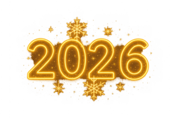 Gold glowing 2026 new year text with sparkles