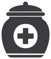 Obraz premium First aid jar icon with a medical cross symbol for pharmacy and healthcare