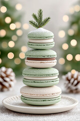 Stack of christmas macarons
