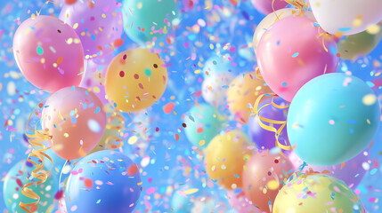 Abstract background with confetti and balloons