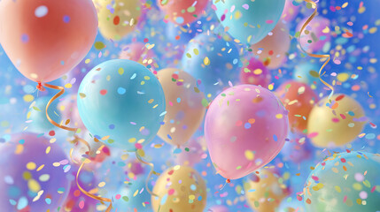 Abstract background with confetti and balloons