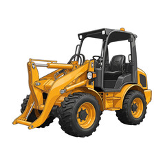 Yellow Wheel Loader Construction Vehicle Isolated on White Background.