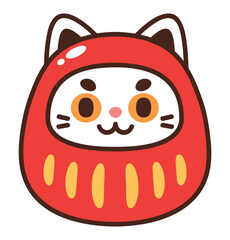 Cute Daruma Lucky Cat Illustration