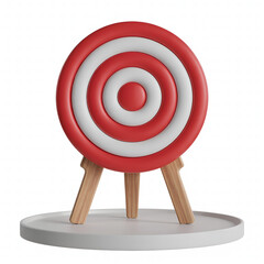 3D Red and White Target Board on a Wooden Stand with a White Base