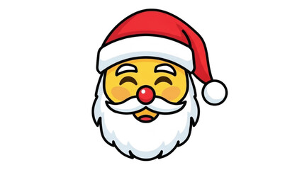 Cute Santa Claus Christmas emoji with twinkling eyes and smiling face, festive holiday cartoon