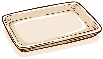Hand drawn sketch of a disposable takeaway container or serving platter
