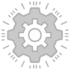 Obraz premium Minimalist grey gear symbol with active rays, indicating progress, configuration, or machinery operation.