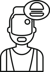 Person wearing vr headset seeing a virtual hamburger bubble above head