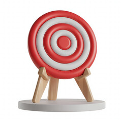 3D Render of a Red and White Target on a Wooden Stand