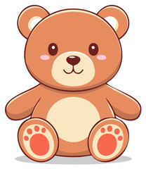 Adorable Brown Teddy Bear Cartoon Character Sitting with a Cute Smile