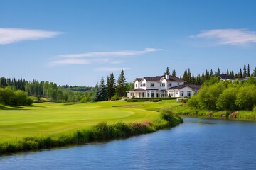 Obraz premium Elegant travel destination, a beautiful championship golf resort property