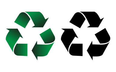 Obraz premium Recycle symbol green and black icon design