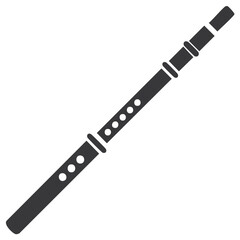 Simple Silhouette of Wind Instrument Flute for Graphic Music Template Design