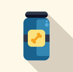 Blue container with a bone symbol, representing pet food or supplements