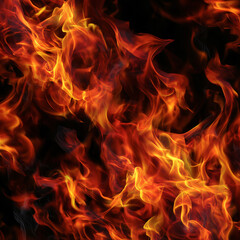 Dynamic Fire Flames on Black Background