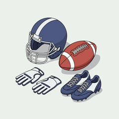 American football equipment for game day illustration.