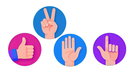 Fototapeta premium Colorful Hand Gestures in Circular Frames