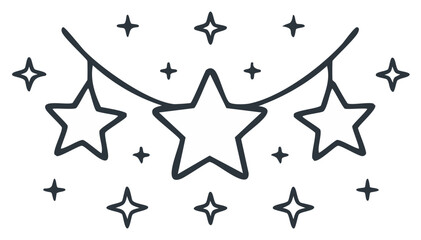 Obraz premium Minimalist Hand Drawn Star Garland with Sparkling Accents Vector Icon