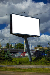 Fototapeta premium Background for design, white billboards on city streets and along roads