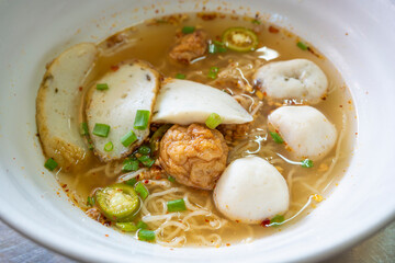 Street food in Thailand. fish noodle