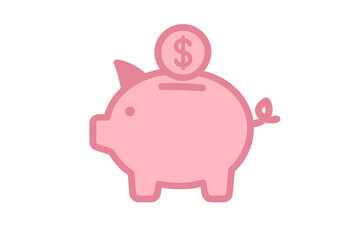 Pink piggy bank with a coin symbolizing savings for financial goals and future planning