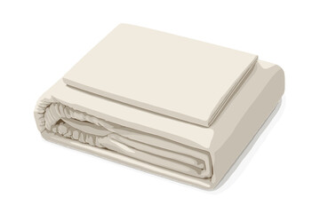 Soft cream bed sheet set folded neatly on a plain background for home bedding showcase