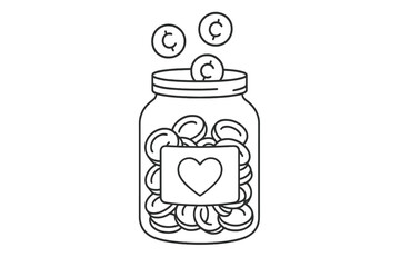 Money jar with coins falling into it, representing savings and financial goals