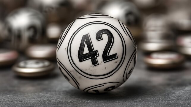 Macro Lottery Ball Closeup Number Forty Two