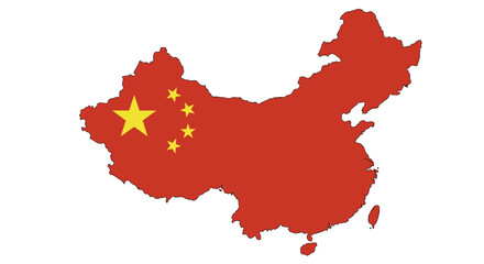 Fototapeta premium Map of china with flag overlay in simple design