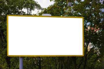 Background for design, billboards on city streets and along roads in the summer day