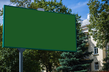 Background for design, billboards on city streets and along roads in the summer day