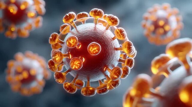 Microscopic Menace: A meticulously detailed depiction of the novel coronavirus, a formidable pathogen. Illustrating the intricate structure of the virus and the threat it poses to humanity.
