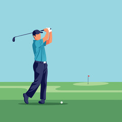 Golf Swing Flat Illustration