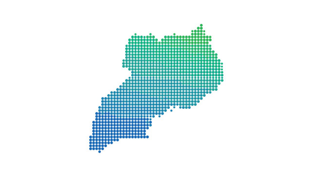 Colorful dotted uganda map: gradient dot pattern design - Powered by Adobe