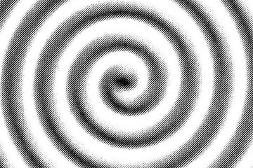 Fototapeta premium Macro of thick swirling spiral rings in black halftone on transparent PNG, evoking hypnosis, tornado motion, or galaxy swirl in monochrome.