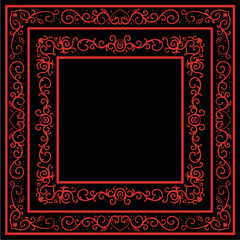 illustration of a frame ornament with beautiful curves and carvings in red