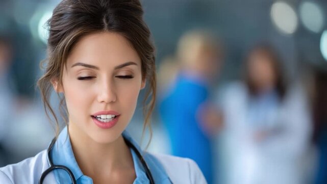 Compassionate Healthcare Professional: A skilled and empathetic doctor, with a stethoscope around her neck, embodying medical expertise. Her gentle expression radiates assurance and care.