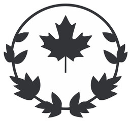 Fototapeta premium Canadian Maple Leaf Emblem with Wreath and Circle Border