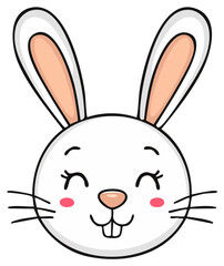 Obraz premium Smiling cartoon rabbit head illustration. Easter bunny character design.