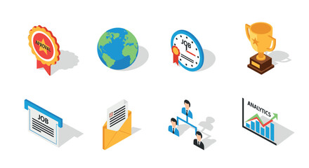 Achievement and success icons for modern business solutions