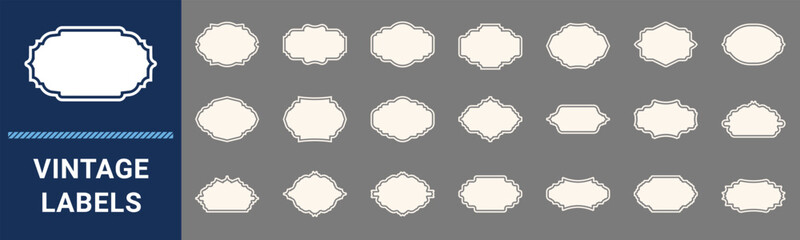 Vintage labels and retro frames decor elements set - Vector 