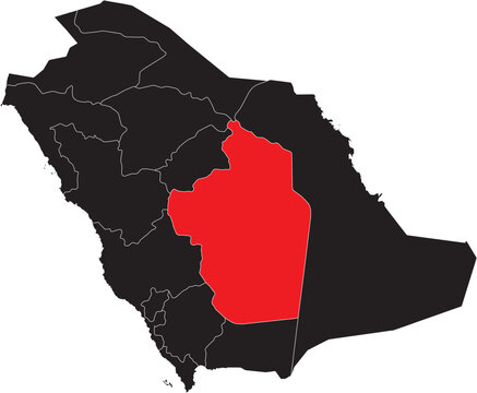 Riyadh Province Region on Map of Saudi Arabia Editable Vector